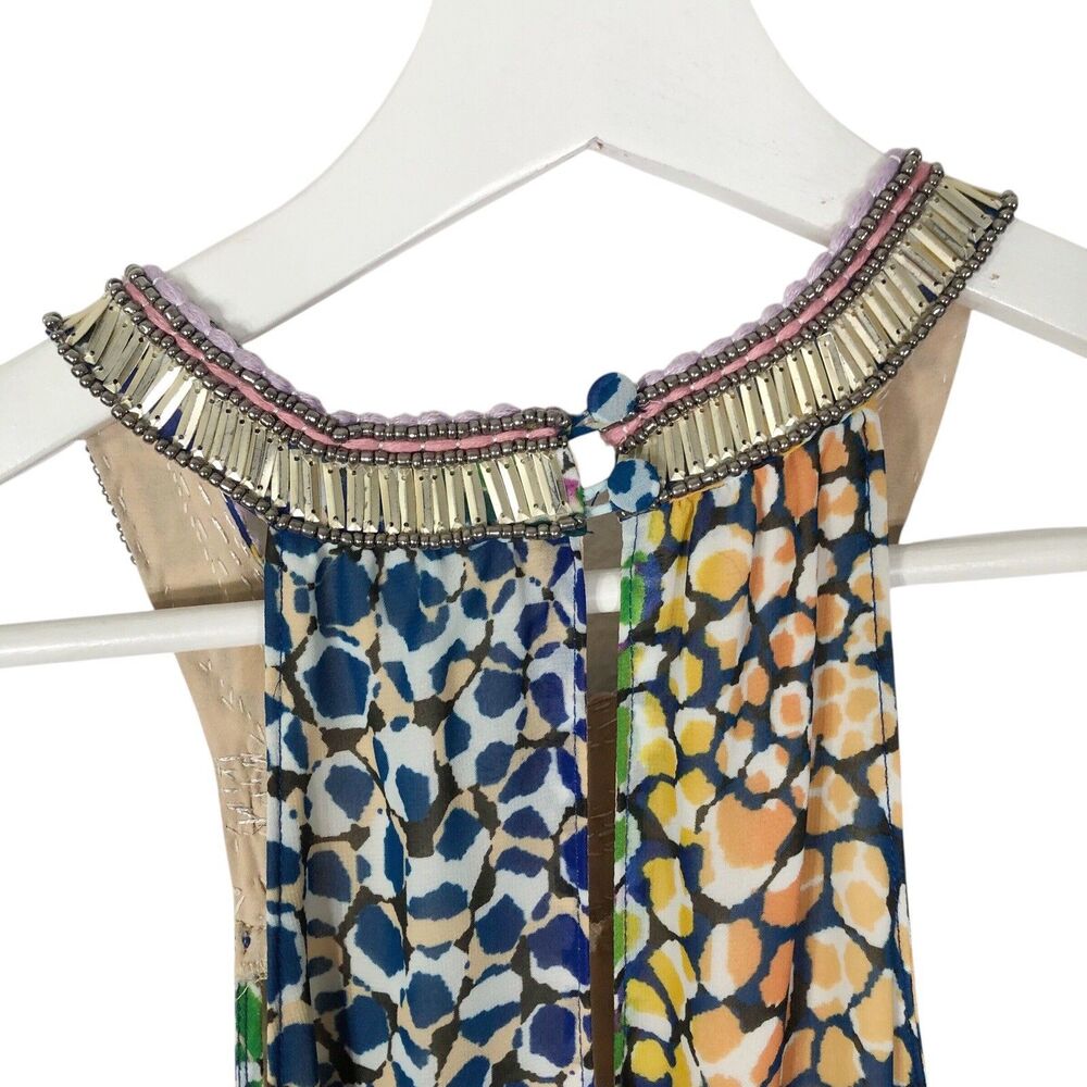 Anthropologie HD in Paris Mayacamas Maxi Dress US 4 Small Beaded Neck Multicolor - Picture 8 of 12
